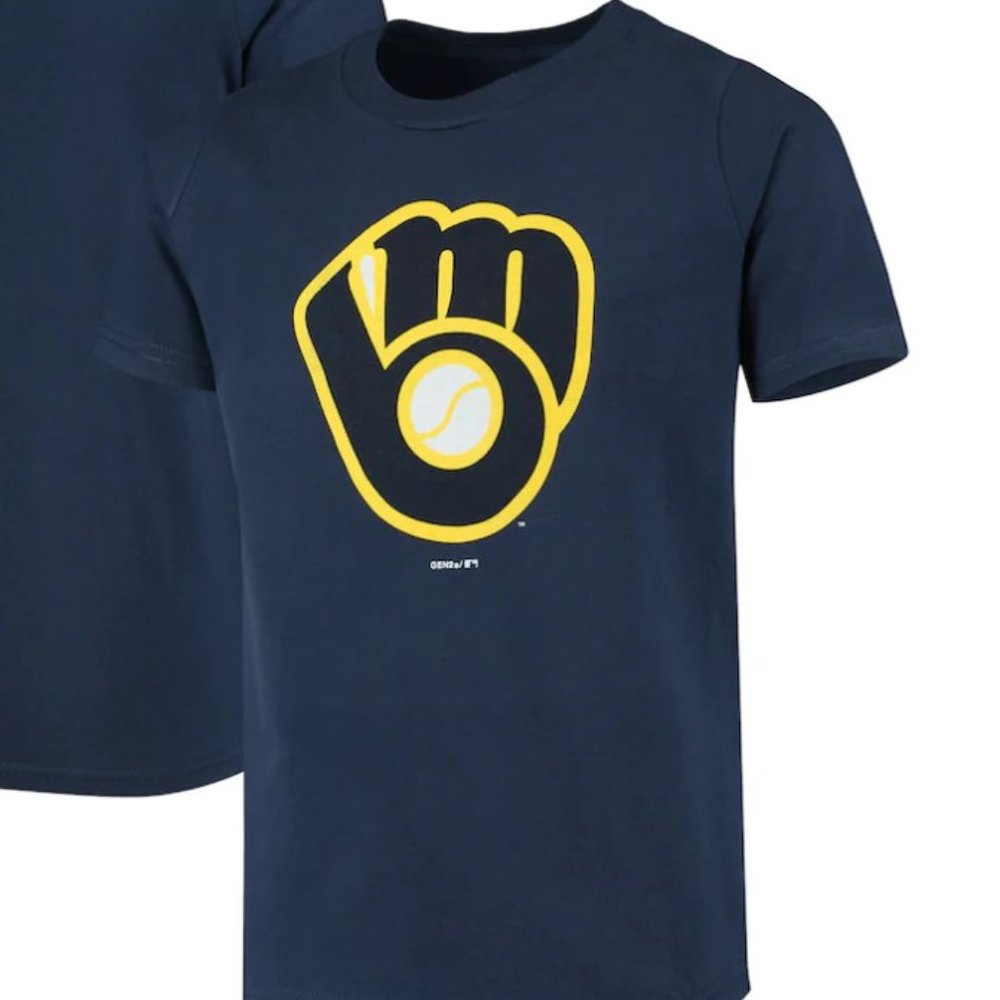 NWT MLB Milwaukee Brewers Youth T-Shirt Medium 10-12 Blue